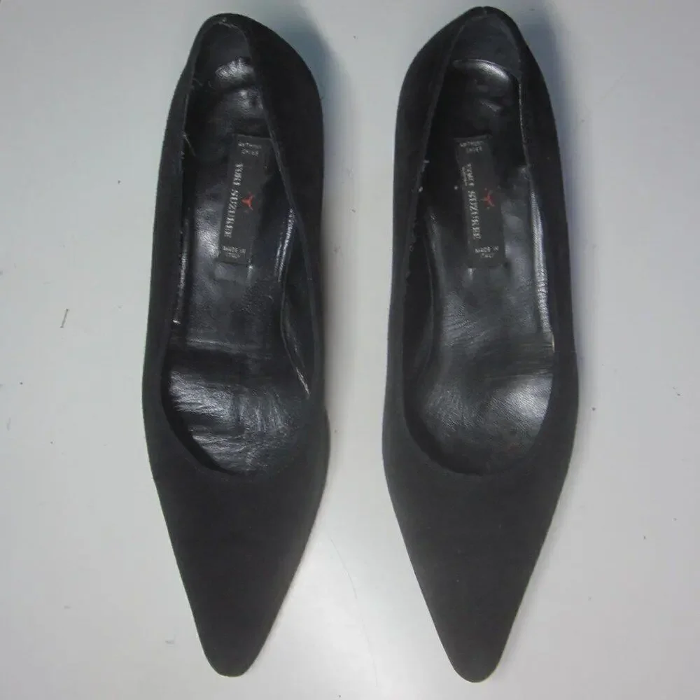 Yoki Suzukee Women's Heels Leather 8 Vintage 90s Office Siren Sculptural Pumps